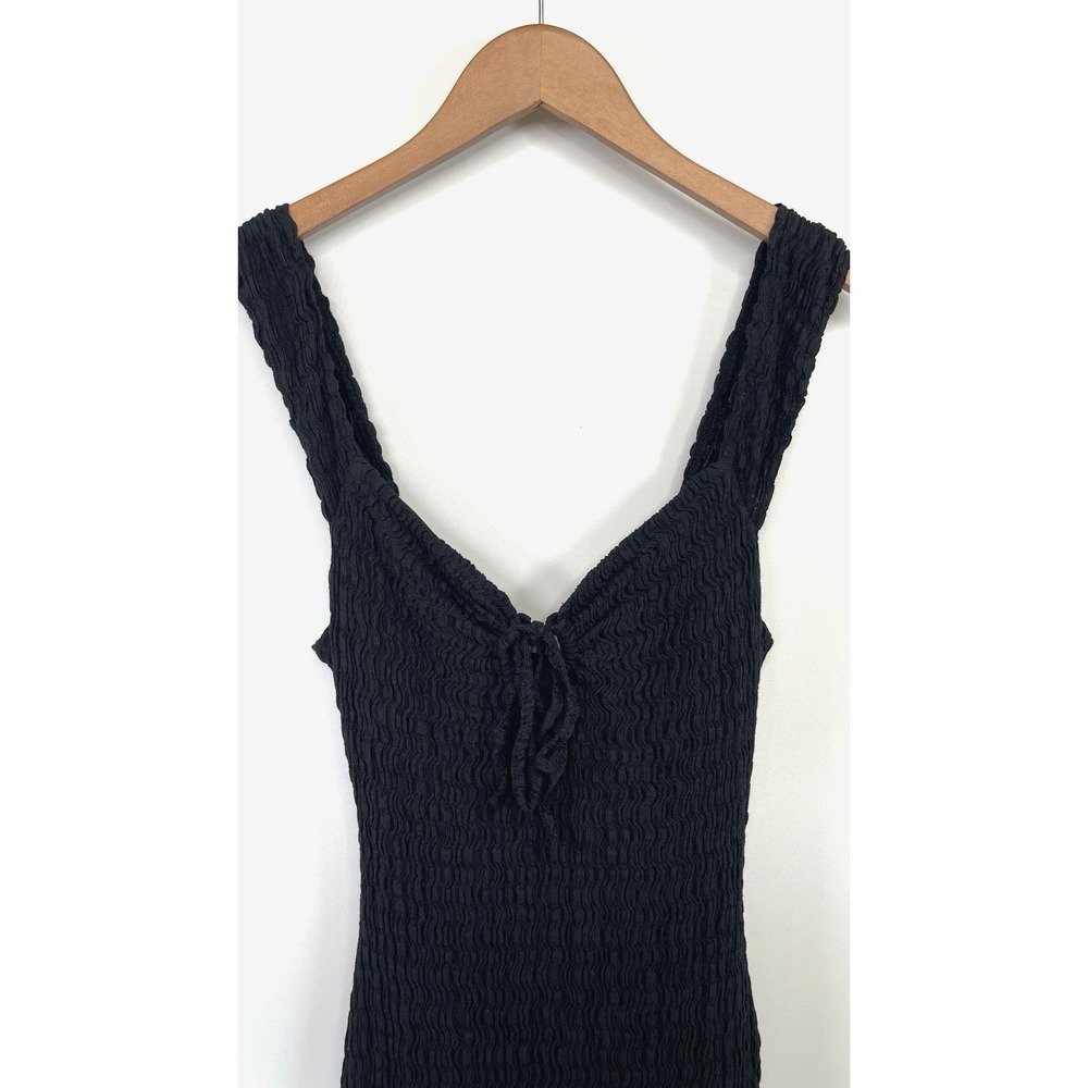 Free People Beach Eleni Bodycon Maxi Dress Size S Black Pucker Texture Side Slit - Picture 5 of 11